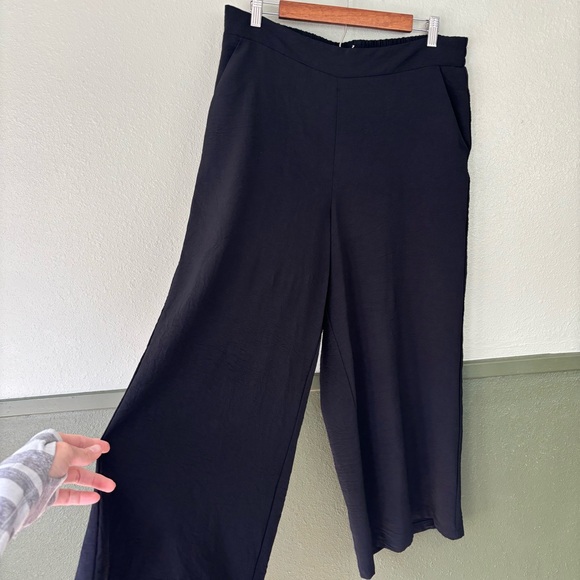 Adrianna Papell Black Wide Leg High Waist Cropped Pants Size Large - Picture 4 of 11